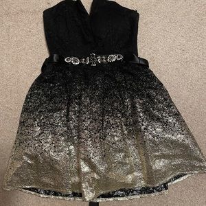 Black and gold prom dress